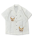 TINTS SKULL EMBROIDERED LACE BUTTON UP ‘WHITE / YELLOW’