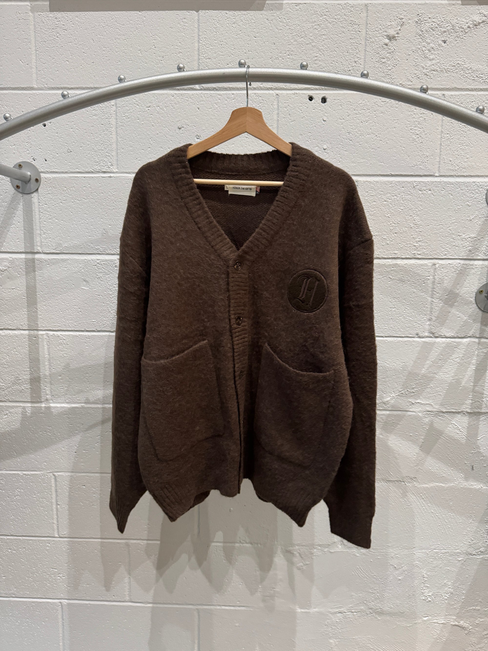 Honor the Gift - Stamped Patched Cardigan ‘Brown’