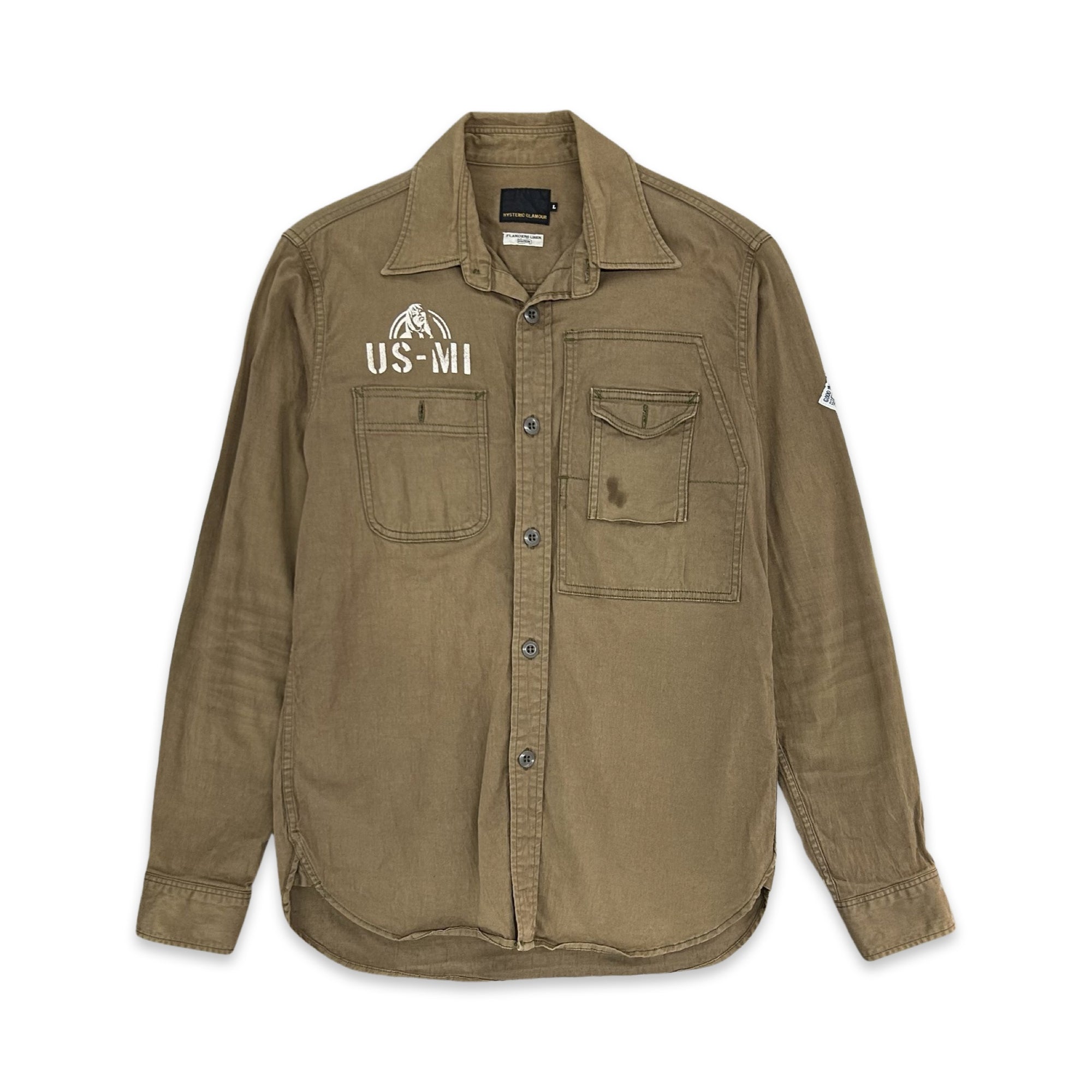 HYSTERIC GLAMOUR GOOD TIMES MILITARY SHIRT ‘OLIVE DRAB’